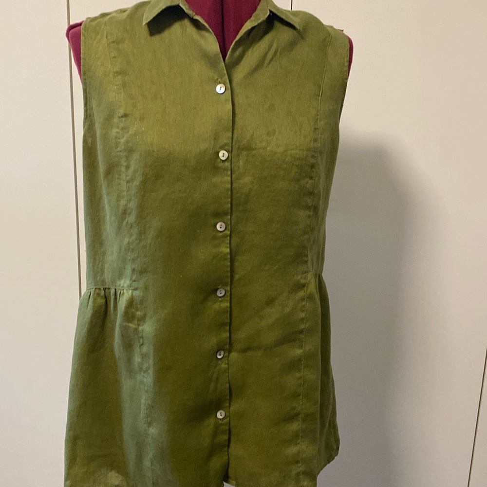 J.Jill -love linen long button up tunic top